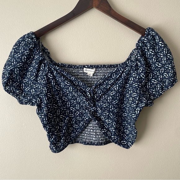 NWT AEROPOSTALE WOMEN’S Tile-Print Twist-Front Crop Top Mediterranean Bohemian - Picture 1 of 3